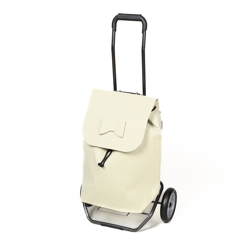 Folybag Tetu Einkaufstrolley creme mit Zickzack-Muster Vorderansicht